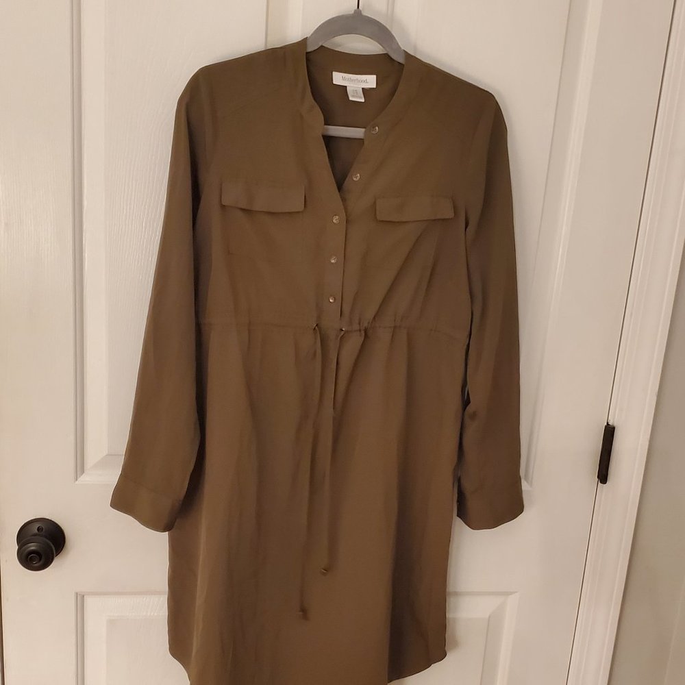 Motherhood Maternity Utility Shirt Dress - Olive Green
